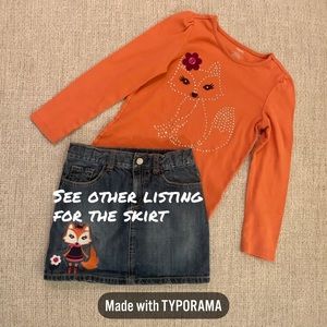 Gymboree orange fox long sleeved top (coordinating skirt in different listing)